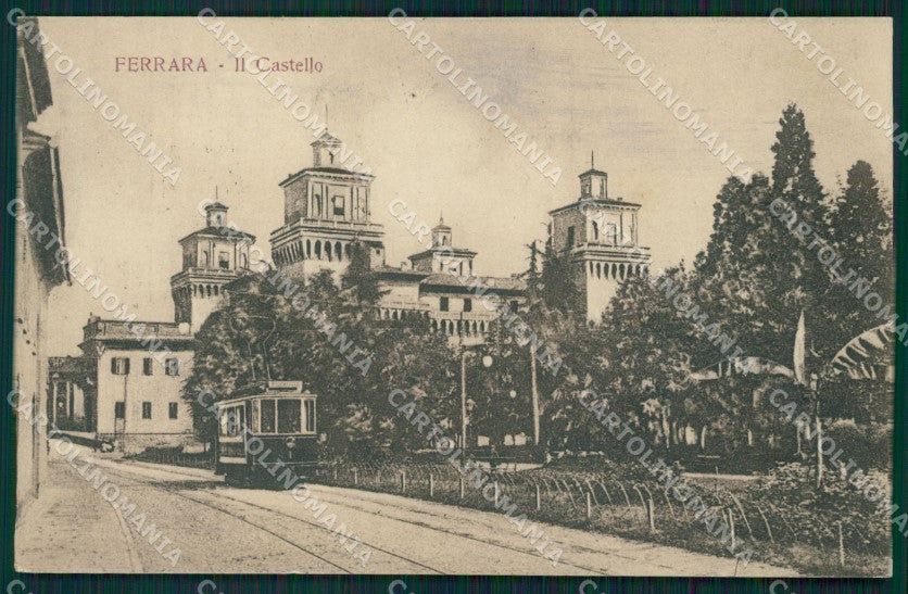 Ferrara città il castello tram cartolina QT4628 – fronte