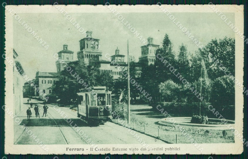 Ferrara città Castello Tram PIEGHINA cartolina QT4651 – fronte