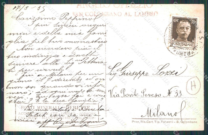 Milano San Colombano Lambro STRAPPINO cartolina QT4674 – retro