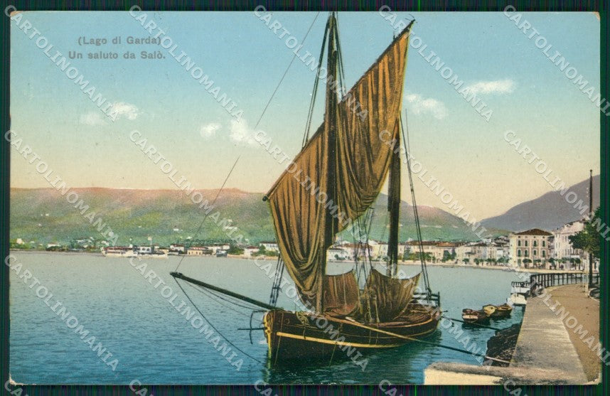 Brescia Salò Lago Garda Barca cartolina QT4720 – fronte