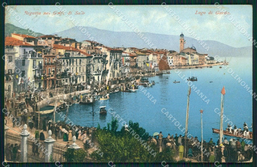 Brescia Salò Lago di Garda Regata PIEGHINA cartolina QT4725 – fronte