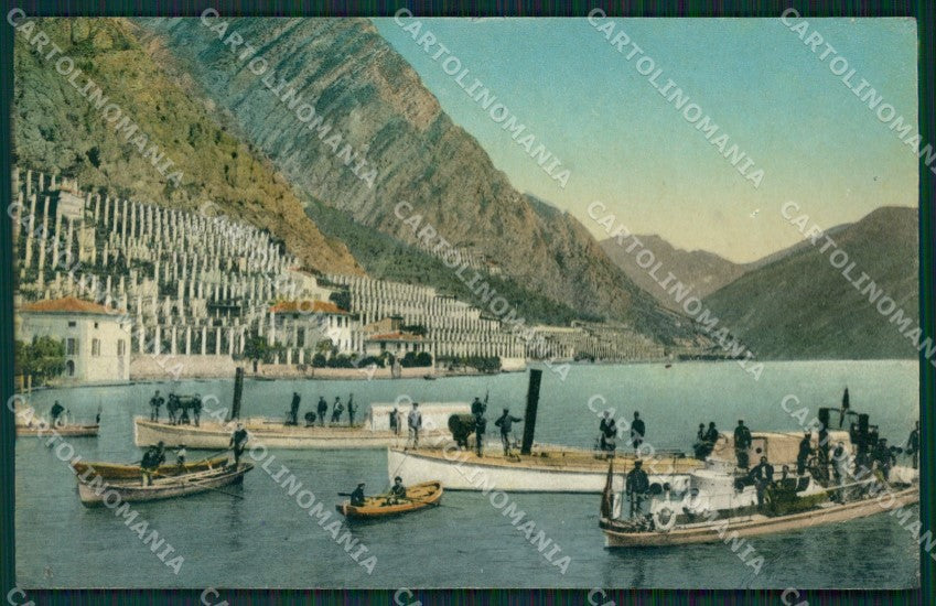 Brescia Limone Lago di Garda Barche ABRASA cartolina QT4753 – fronte