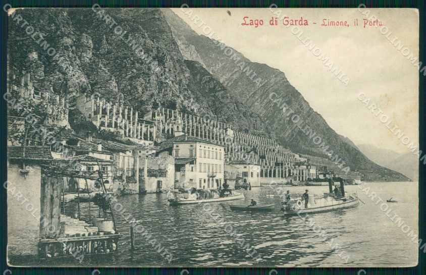 Brescia Limone Lago di Garda Porto Barche cartolina QT4755 – fronte