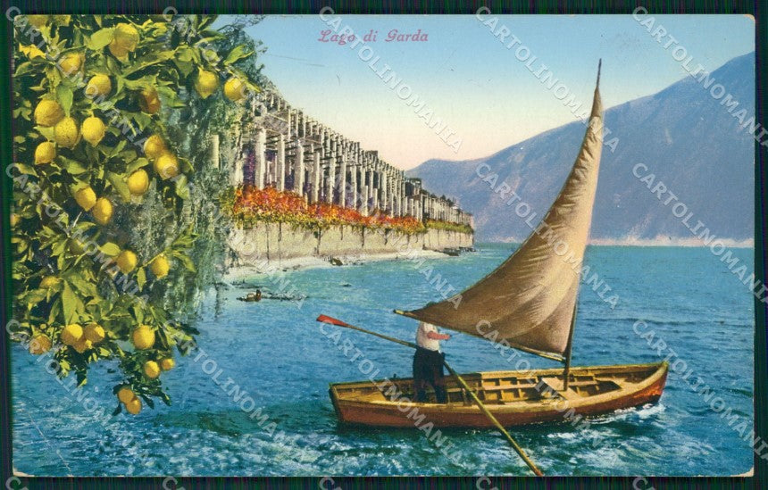 Brescia Gardone Riviera Barca Lago di Garda PIEGA cartolina QT4756 – fronte