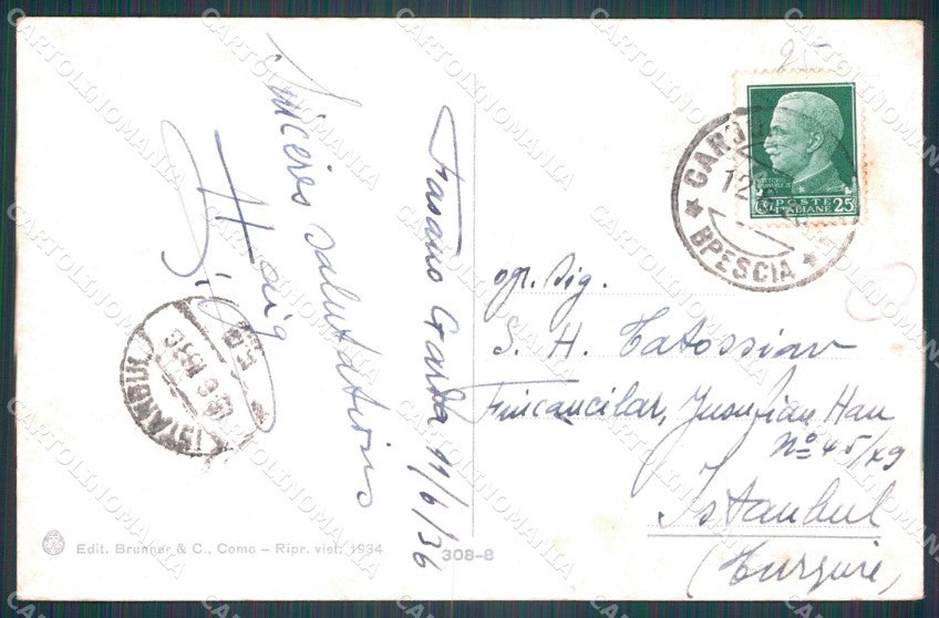 Brescia Gardone Riviera Barca Lago Garda cartolina QT4757 – retro