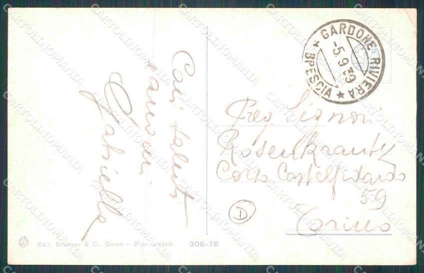 Brescia Gardone Riviera Lago di Garda Battello cartolina QT4776 – retro