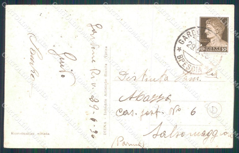 Brescia Gardone Riviera Lago di Garda PIEGHINA cartolina QT4777 – retro