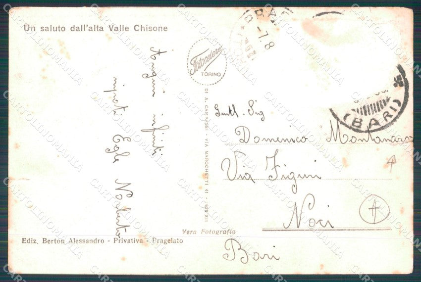 Torino Valle Chisone Costumi Nevicata STRAPPINI ABRASA Foto cartolina QT4811 – retro