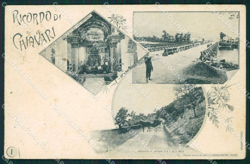 Genova Chiavari Ricordo di PIEGHE cartolina QT4829 – fronte