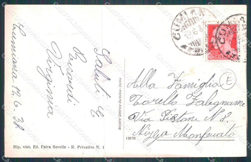 Torino Cumiana Monumento ai Caduti Piazza Umberto I cartolina QT4841 – retro