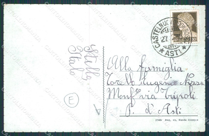 Asti Castelnuovo Don bosco Via Umberto I PIEGA cartolina QT4842 – retro