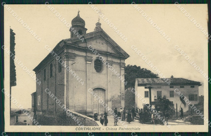 Asti Cortiglione Chiesa Parrocchiale Trebbiatura cartolina QT4868 – fronte