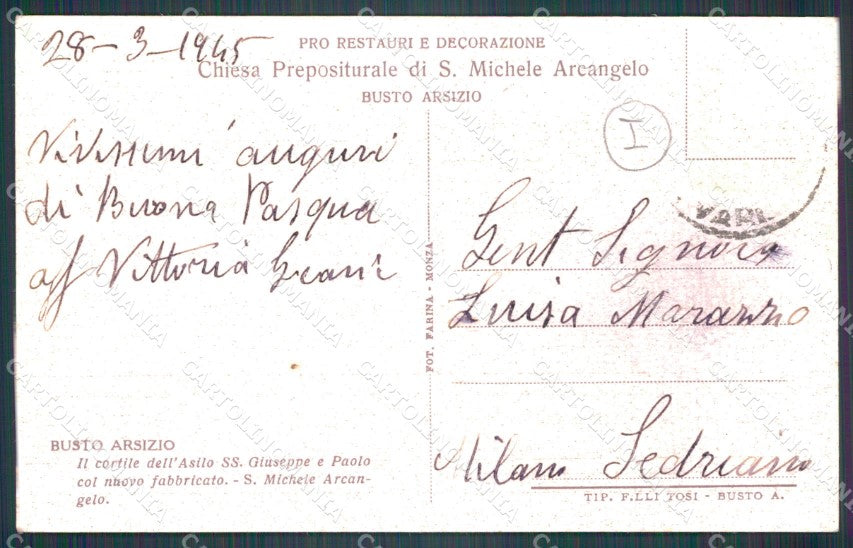 Varese Busto Arsizio Asilo San Giuseppe Paolo cartolina QT4898 – retro