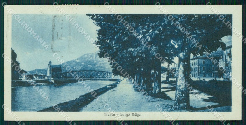 Trento città Lungo Adige mini cartolina QT4919 – fronte