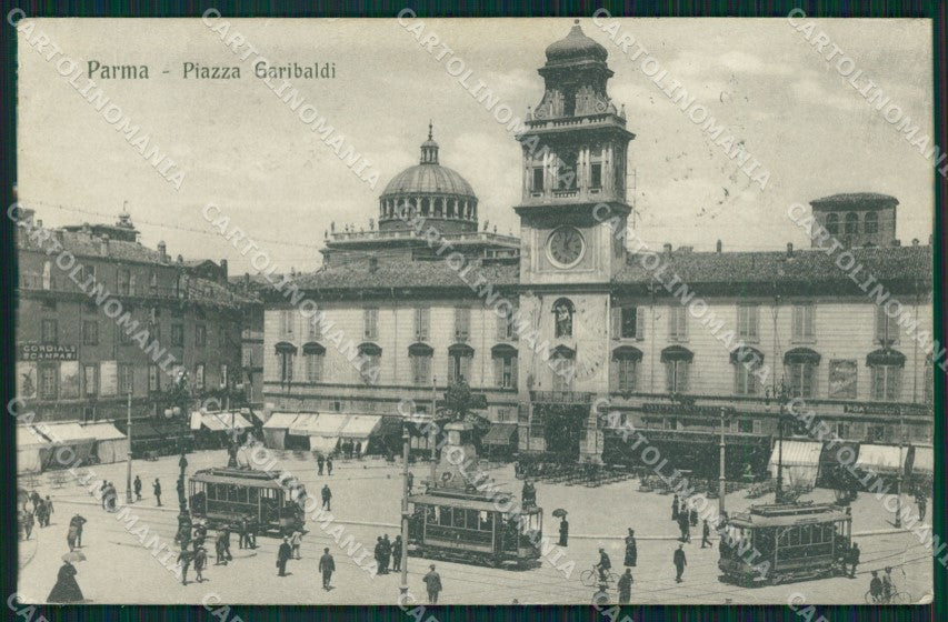 Parma città Piazza Garibaldi Tram cartolina QT4923 – fronte