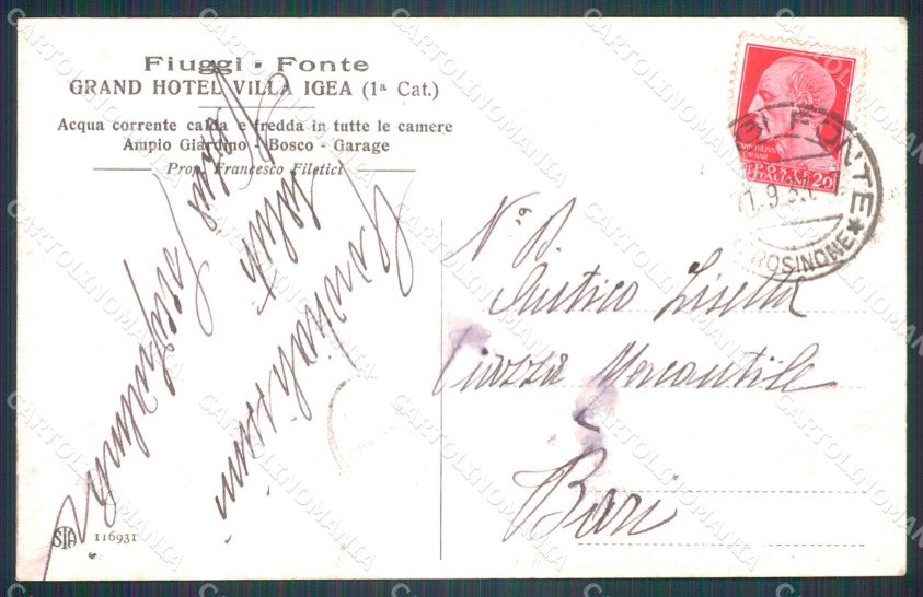 Frosinone Fiuggi Villa Igea cartolina QT4986 – retro