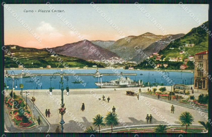 Como città Battello Piazza Cavour cartolina QT4993 – fronte