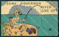 Sport Pesca Scheletro Skeleton Comica RESTAURATA cartolina postcard QT5031 – fronte