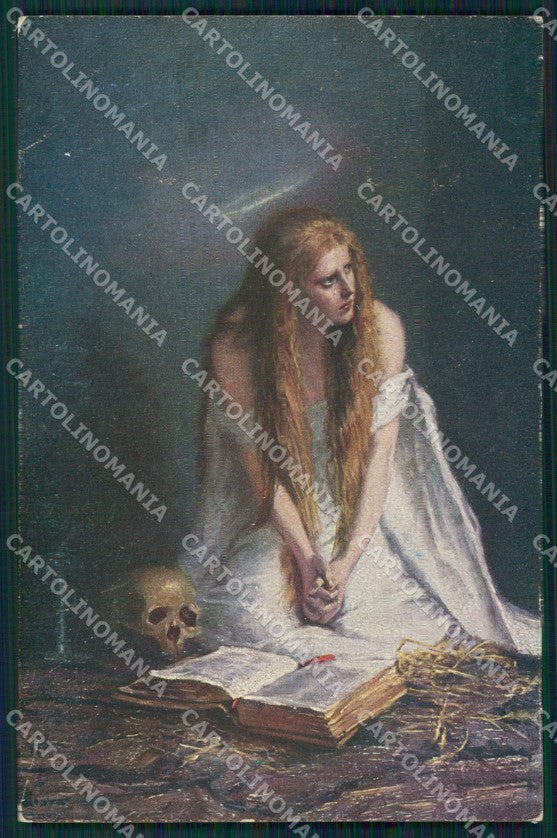 Vanitas Scheletro Skeleton Teschio Lady cartolina postcard QT5033 – fronte