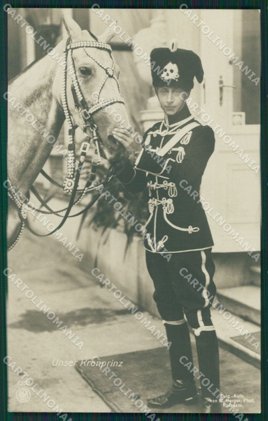 Reali Royalty Teschio Uniforme Unser Kronprinz Friederich Wilhem postcard QT5042 – fronte