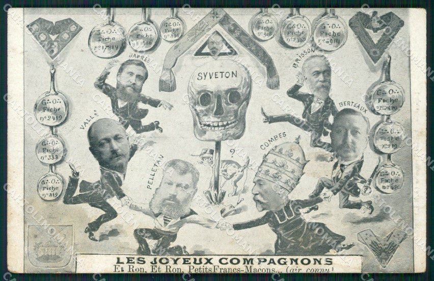 Francia France Propaganda Scheletro Skeleton Teschio cartolina postcard QT5073 – fronte