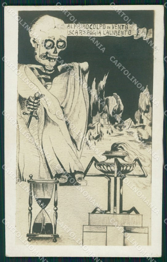 WWI Propaganda Scheletro Skeleton Teschio Foto cartolina postcard QT5099 – fronte