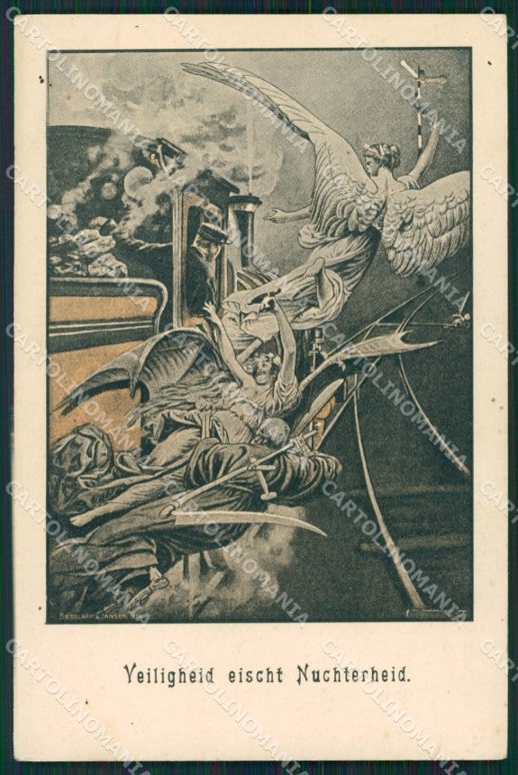 Treno Scheletro Skeleton Teschio cartolina postcard QT5103 – fronte