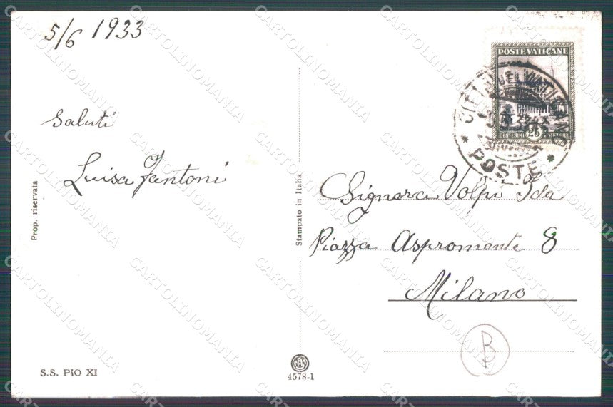 Vaticano Papa Pio XI Foto cartolina QT5129 – retro