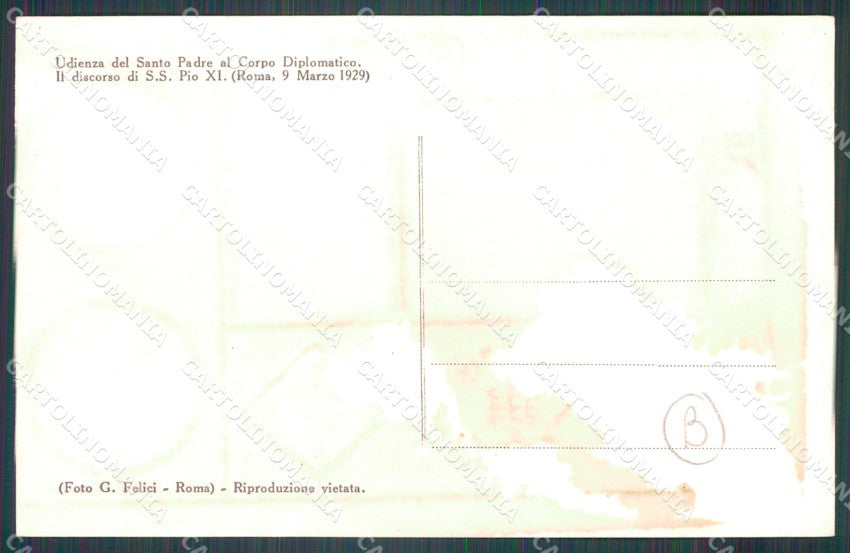 Vaticano Papa Pio XI Foto cartolina QT5135 – retro
