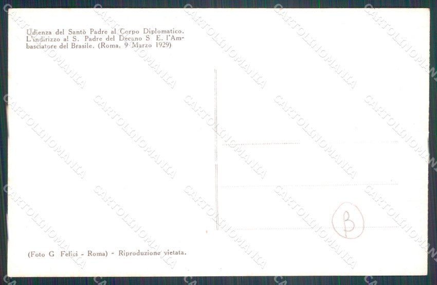 Vaticano Papa Pio XI Foto cartolina QT5136 – retro