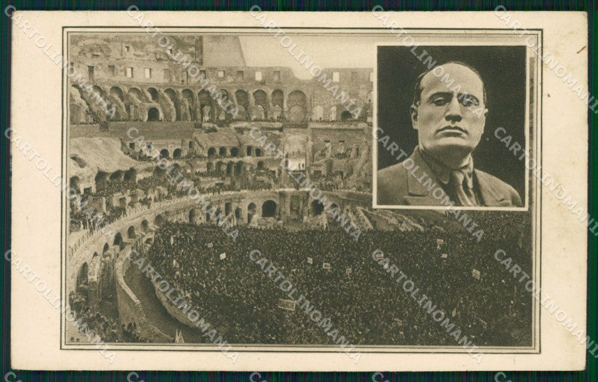 Fascismo Benito Mussolini Roma Colosseo cartolina QT5190 – fronte