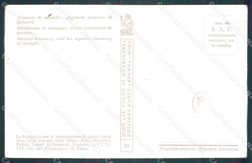 Fascismo Benito Mussolini cartolina QT5207 – retro