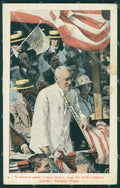 President Woodrow Wilson USA Flag PIEGHE CREASES ABRASA ABRADED postcard QT5276 – fronte