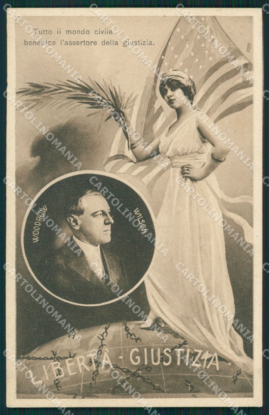 President Woodrow Wilson USA postcard cartolina QT5277 – fronte