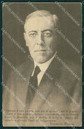 President Woodrow Wilson USA PIEGHINA LITTLE CREASE postcard cartolina QT5295 – fronte