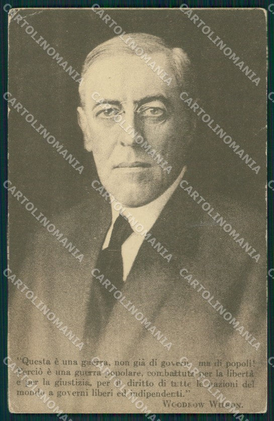 President Woodrow Wilson USA PIEGHINA LITTLE CREASE postcard cartolina QT5295 – fronte