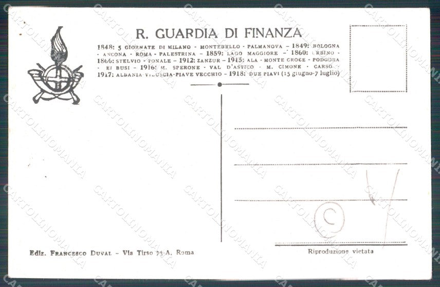Roma GdF Militari PIEGA cartolina QT5316 – retro