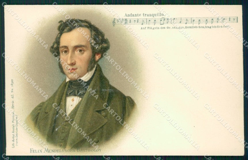 Musica Spartito Felix Mendelssohn Bartholdy cartolina QT5328 – fronte