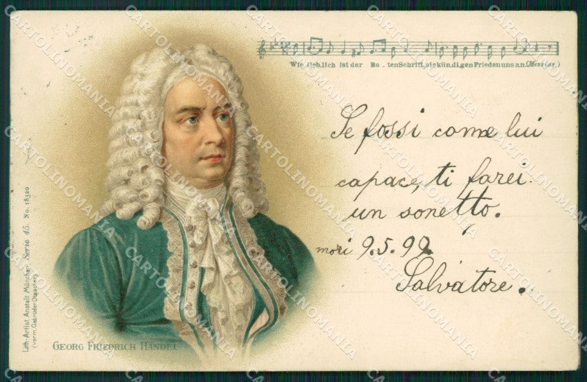 Musica Spartito Georg Friedrich Handel cartolina QT5331 – fronte