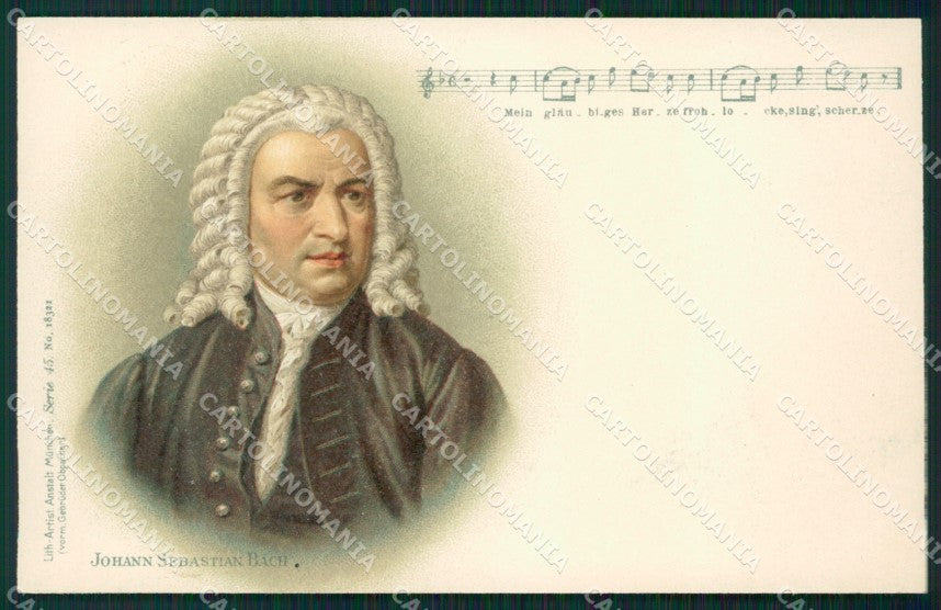 Musica Spartito Bach cartolina QT5334 – fronte