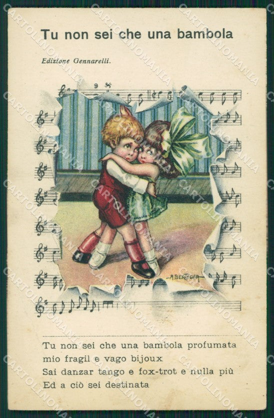 Bertiglia Spartito Musicale Children Serie 2242 PIEGA CREASE postcard QT5345 – fronte