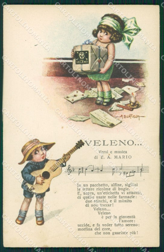 Bertiglia Spartito Musicale Note Children Serie 2285 postcard cartolina QT5346 – fronte