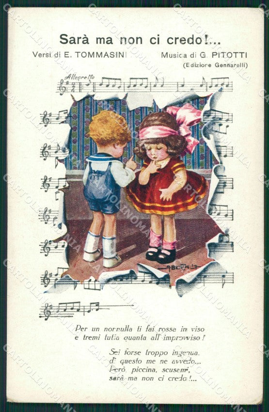 Bertiglia Spartito Musicale Note Children Serie 2247 postcard cartolina QT5353 – fronte