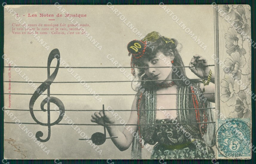 Musica Spartito Note Lady postcard cartolina QT5402 – fronte