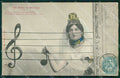 Musica Spartito Note Lady postcard cartolina QT5403 – fronte
