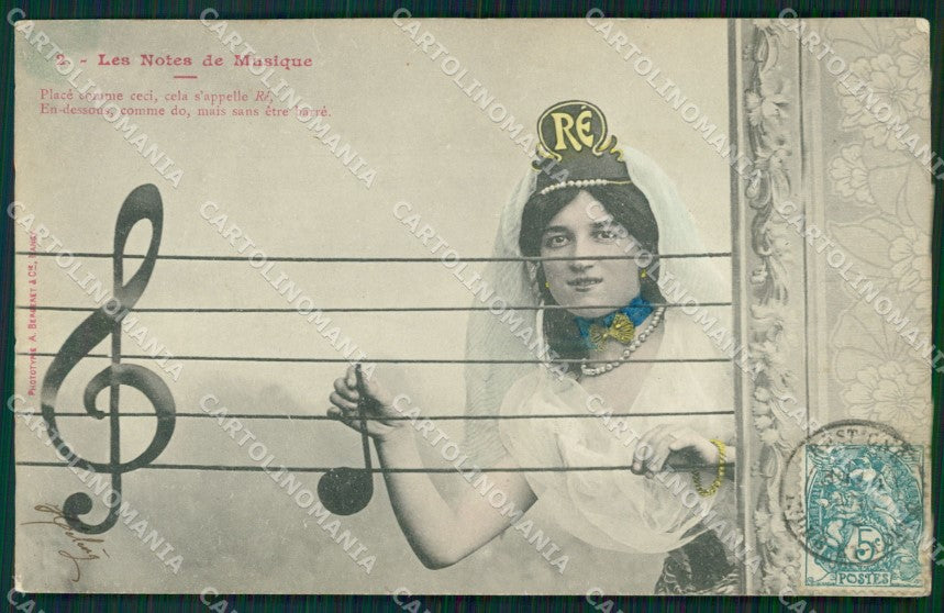 Musica Spartito Note Lady postcard cartolina QT5403 – fronte