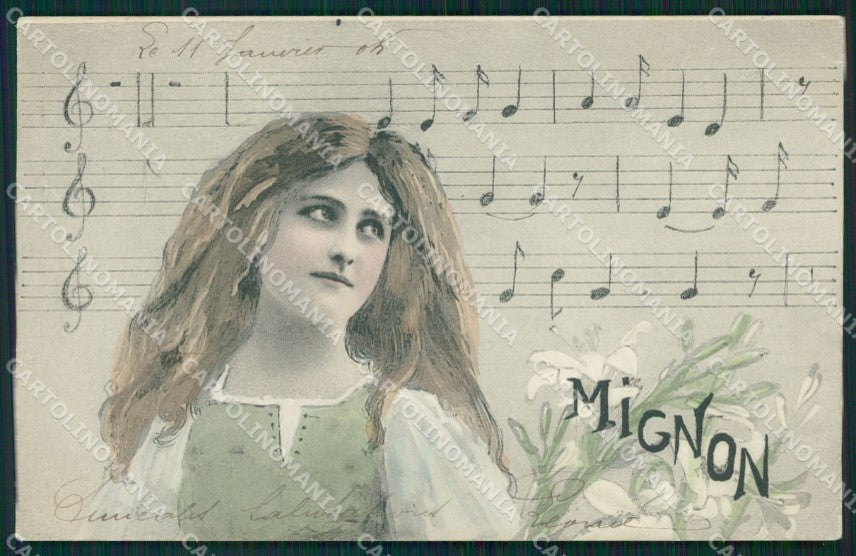 Musica Spartito Note Lady postcard cartolina QT5404 – fronte