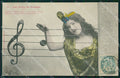 Musica Spartito Note Lady postcard cartolina QT5409 – fronte