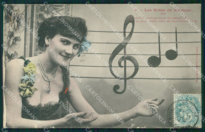 Musica Spartito Note Lady PIEGHINA postcard cartolina QT5411 – fronte