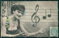 Musica Spartito Note Lady PIEGHINA postcard cartolina QT5411 – fronte